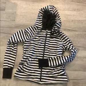Lululemon black and white striped zip up